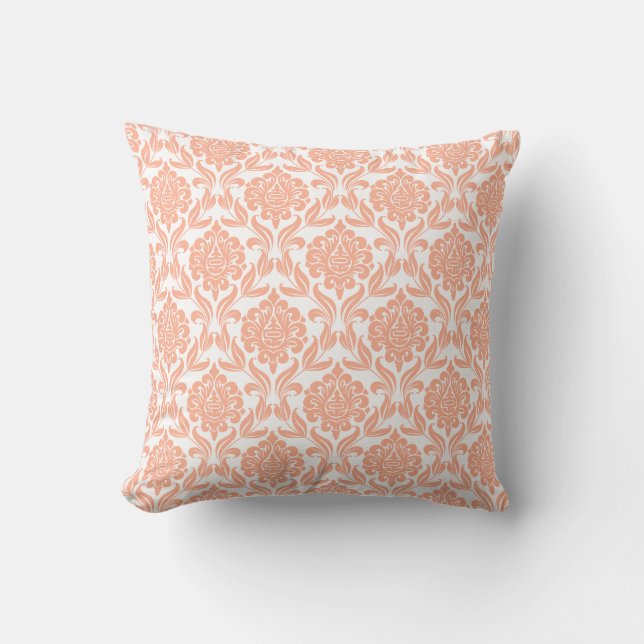 Peach Damask Pattern Cushion (Front)