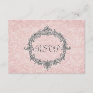 Peach Damask Vintage RSVP Wedding Response