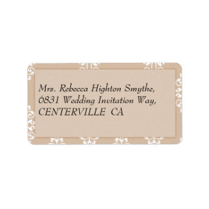 Peach Damask Wedding Label