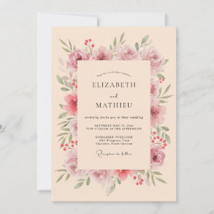 Peach Delicate Autumnal Wedding Invitation