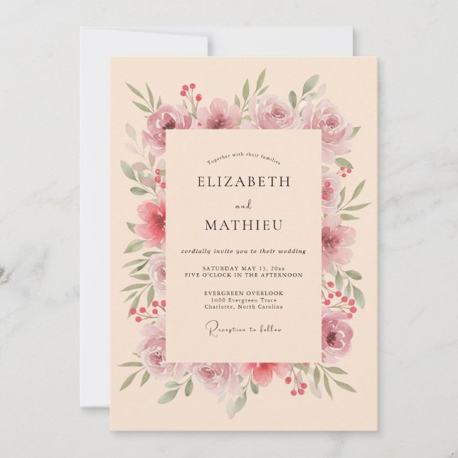 Peach Delicate Autumnal Wedding Invitation (Front)