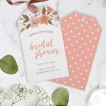 Peach Delicate Floral Bridal Shower Gift Tags<br><div class="desc">Adorn your favour gifts with a personal touch; this Bridal Shower favour gift tag features delicate watercolor floral and the word "Bridal Shower" in trendy peach brush script that is perfect for a spring or summer shower. Personalise it by replacing the placeholder text. For more options such as to change...</div>
