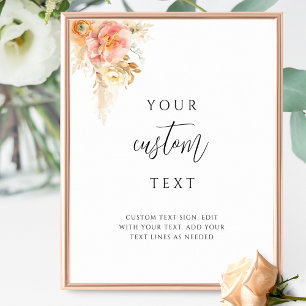 Peach Delight Floral Wedding Sign with Custom Text