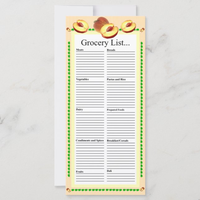 Peach Design Grocery List (Front)