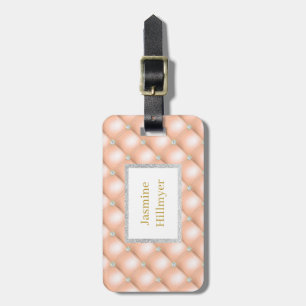 PEACH DIAMOND GLITTER CUSTOM LUGGAGE TAG