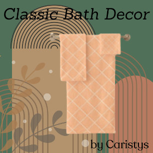 Peach Diamond Pattern Bath Towel Set