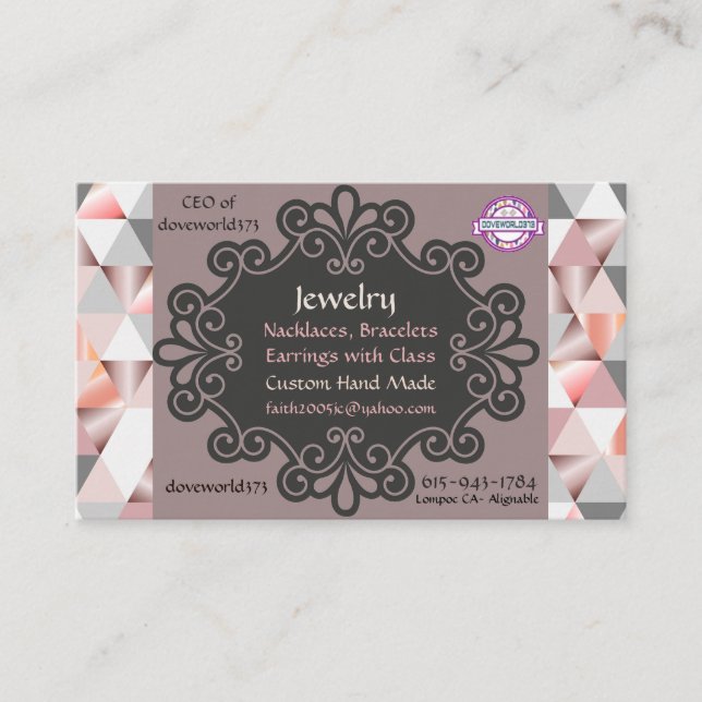 Peach Diamond Retro Business Cards (Front)