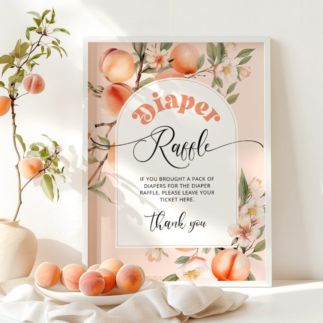 Peach diaper raffle baby shower poster (Creator Uploaded)