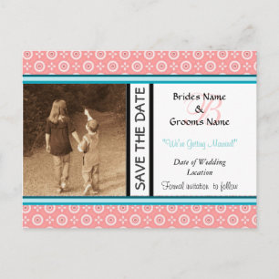 Peach Dot Save The Date Postcard Template