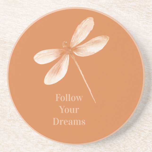 Peach Dreams Dragonfly Coaster (Front)