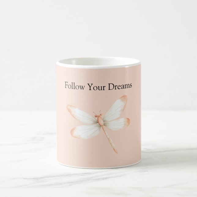 Peach Dreams Dragonfly Coffee Mug (Center)