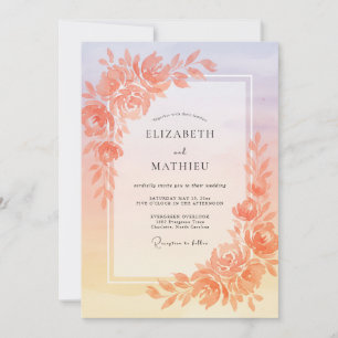 Peach Dreamy Sunset Wedding Invitation