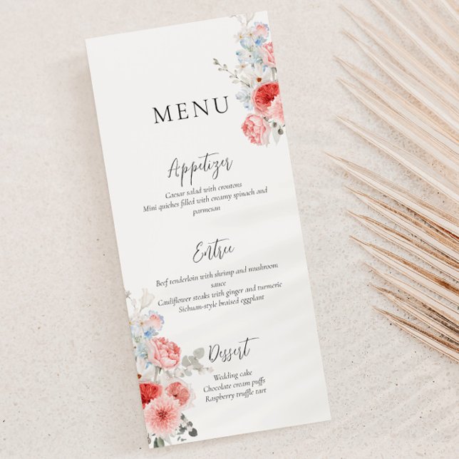 Peach Dusty Blue Floral Menu (Creator Uploaded)