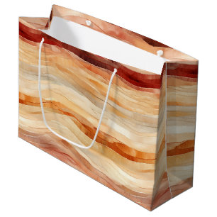 Peach Dusty Cream Waves Birthday Large Gift Bag