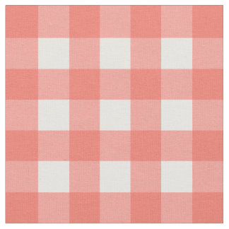 Peach Echo & White Gingham Check Fabric