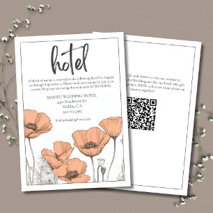 Peach Elegant Floral Poppies Wedding Hotel Enclosure Card