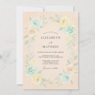 Peach Ethereal Bloom Wedding Invitation