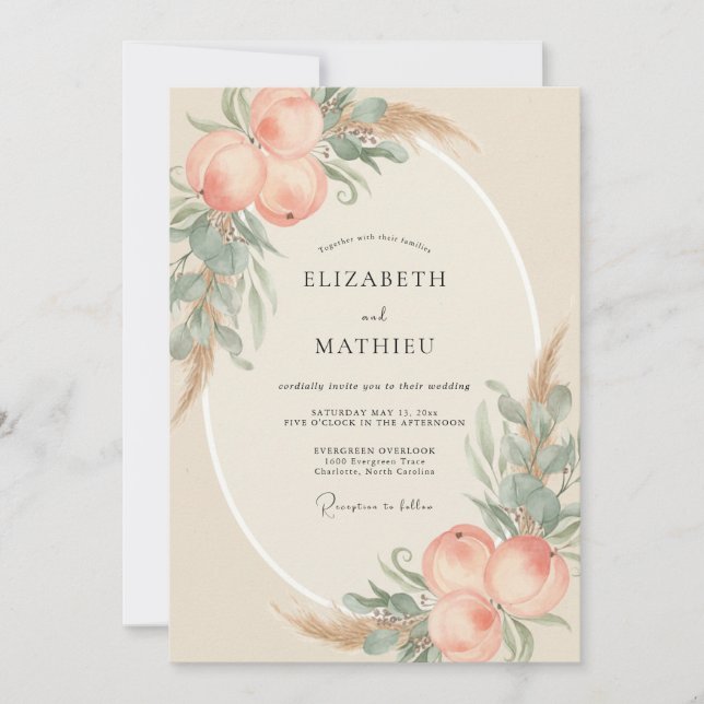 Peach Ethereal Bohemian Wedding Invitation (Front)