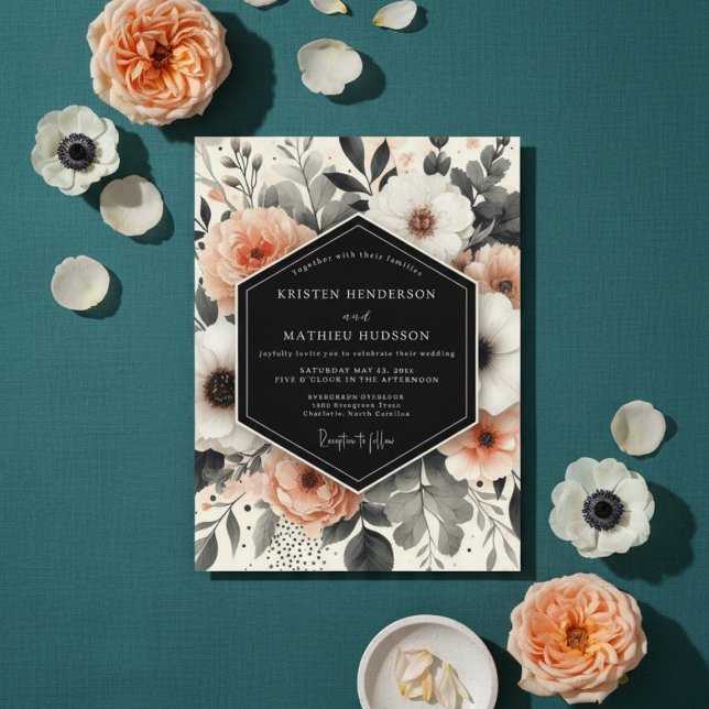 Peach Ethereal Floral Wedding Invitation (Creator Uploaded)