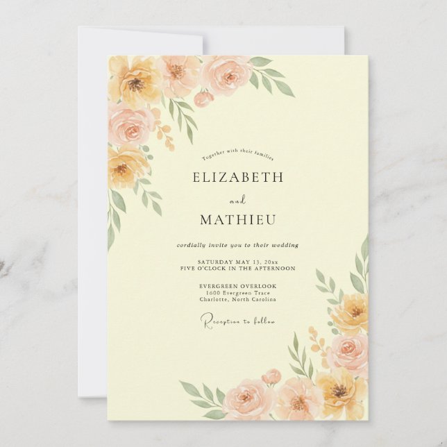 Peach Ethereal Spring Wedding Invitation (Front)