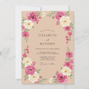 Peach Exquisite Floral Wedding Invitation