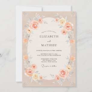 Peach Exquisite Romantic Wedding Invitation
