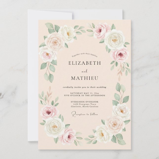 Peach Exuberant Summer Wedding Invitation (Front)