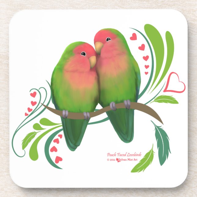Peach Faced Love Birds Coaster (Front)