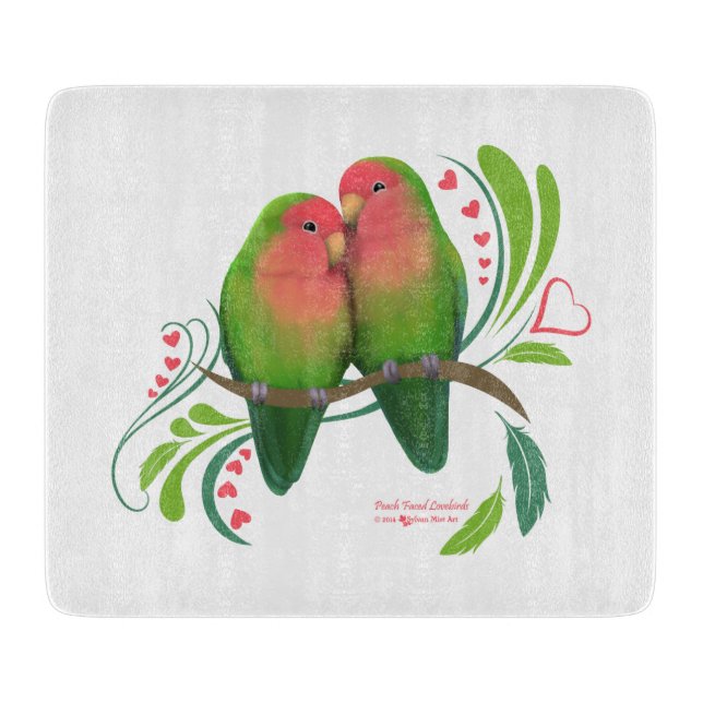 Peach Faced Love Birds Cutting Board (Front)