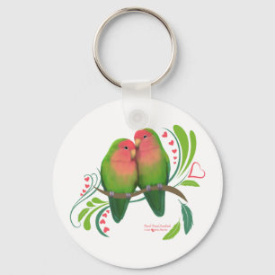 Peach Faced Love Birds Key Ring