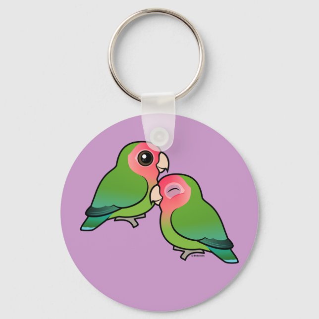 Peach-faced Lovebird Adorable Pair Key Ring (Front)