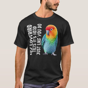Peach Faced Lovebird Tilts Head Black Masked Loveb T-Shirt