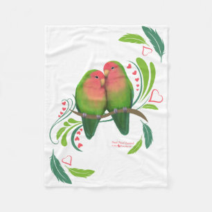 Peach Faced Lovebirds Fleece Blanket