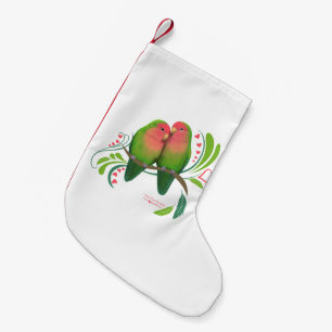 Peach Faced Lovebirds Small Christmas Stocking