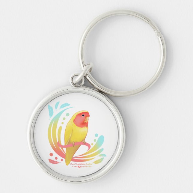 Peach Faced Lutino Lovebird Key Ring (Front)