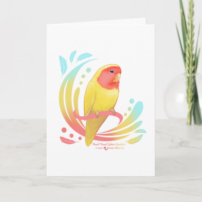 Peach Faced Lutino Lovebird Thank You Card (Front)