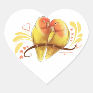 Peach Faced Lutino Lovebirds Heart Sticker