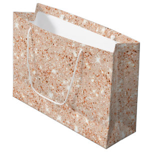 Peach Faux Glitter Birthday Large Gift Bag