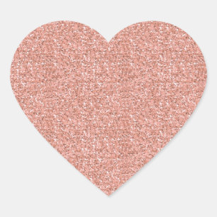 Peach Faux Glitter Heart Sticker