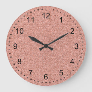 Peach Faux Glitter Large Clock