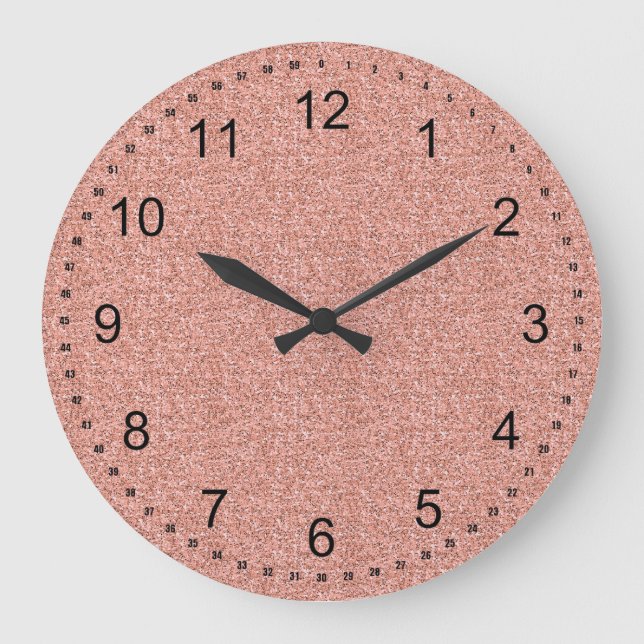 Peach Faux Glitter Large Clock (Front)