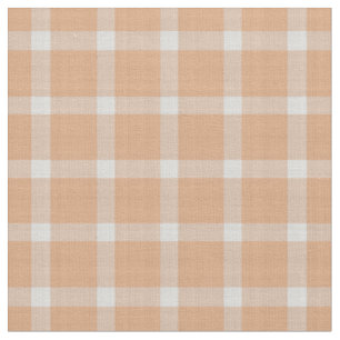 Peach Fawn and White Checkered Gingham Plaid Fabric