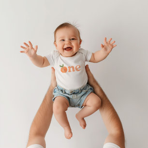 Peach First Birthday Bodysuit