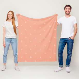 Peach Fleece girl name with blue hearts Blanket
