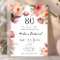 Peach Floral 80th Birthday Invitation