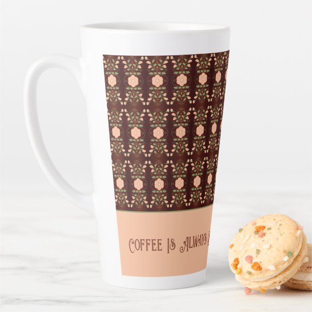 Peach Floral Accented Latte Mug (In Situ)
