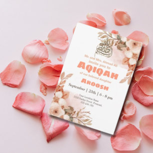 Peach floral Aqeeqah- Aqiqah- Muslim Invitation