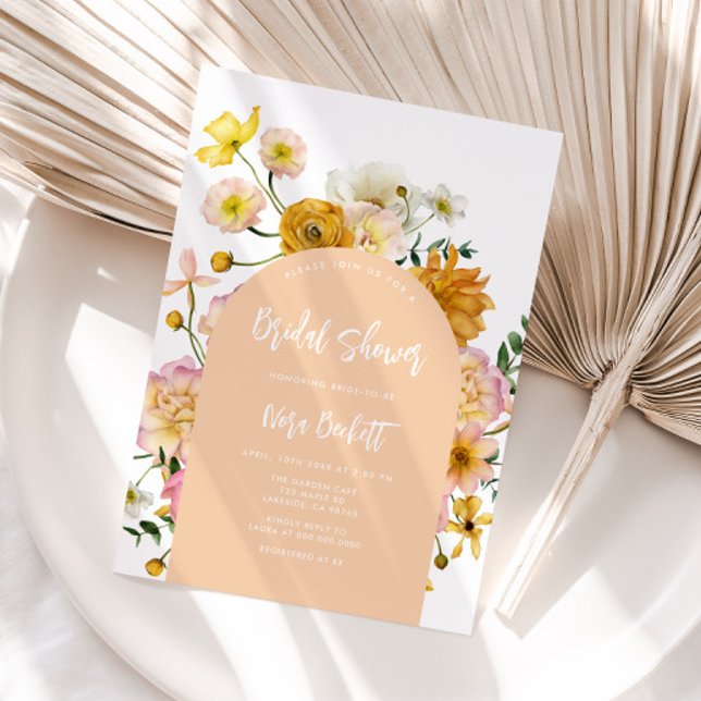 Peach Floral Arch Bridal Shower Invitation (Creator Uploaded)
