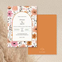 Peach Floral Arch Wedding Invitation 