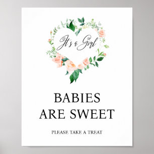 Peach Floral Babies are sweet Baby Shower Poster